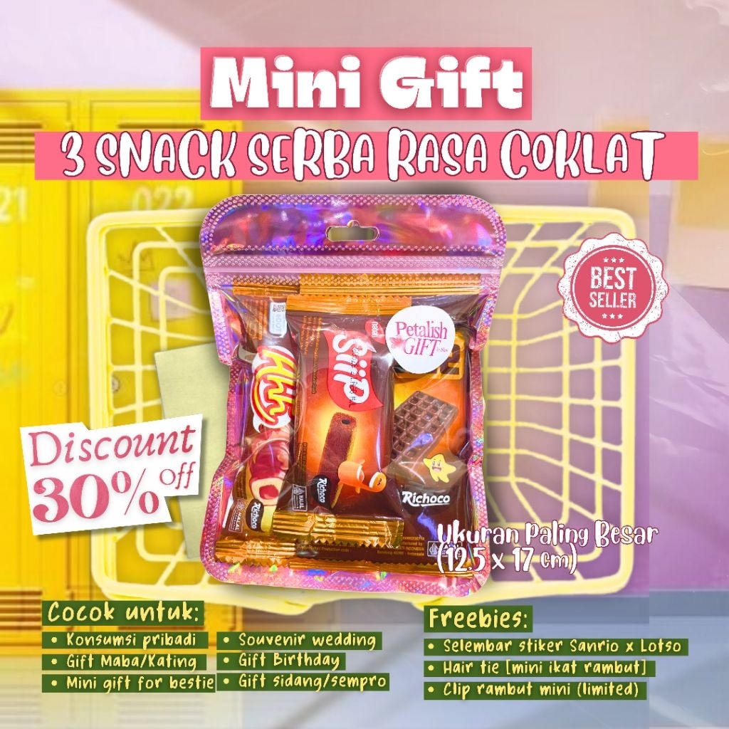 

[MINI GIFT] 3 SNACK SERBA COKLAT | TERMURAH AESTHETIC HOLOGRAM UNTUK GIFT BIRTHDAY, BESTIE, WISUDA, HADIAH, GIFT MABA, GIFT KATING, GIFT KAKEL, GIFT DEKEL, SIDANG, SEMPRO, SOUVERNIR WEDDING