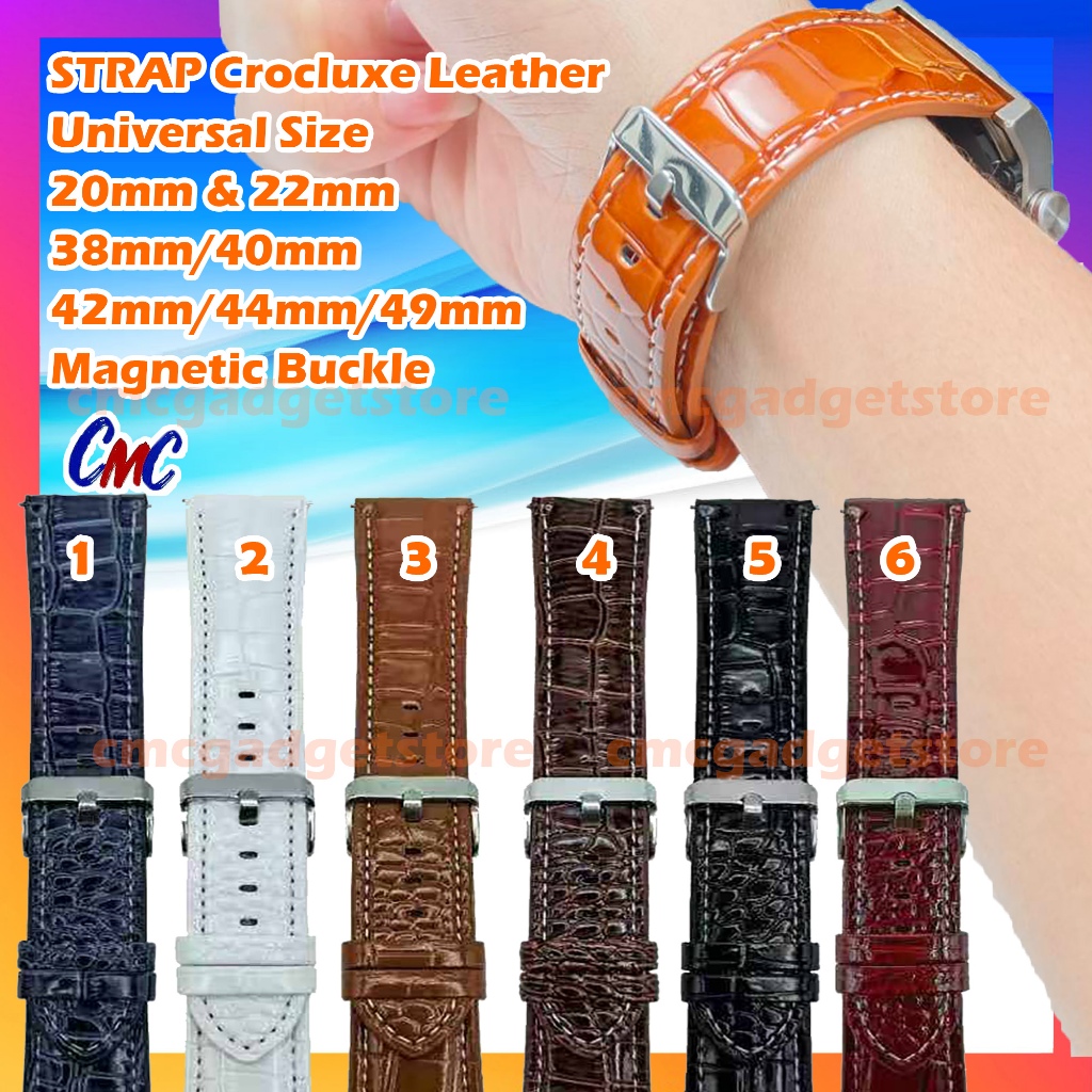 Strap Smartwatch CROCLUXE LEATHER CormiC Tali Jam Tangan Kulit 22mm 20mm 18mm 24mm 26mm Universal Si