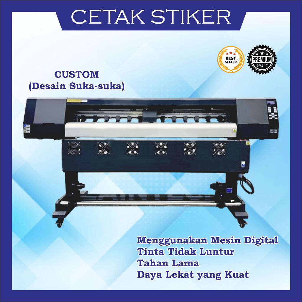 

Custom Cetak Stiker meteran / Cetak Stiker Vinyl Meteran Indoor digital printing