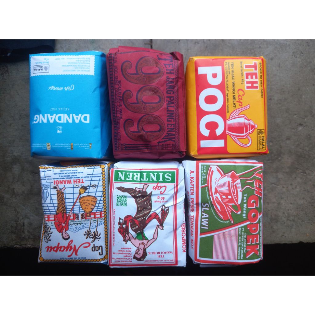 

Teh Racikan Khas Solo/Paket 6 Teh/gopek,nyapu,sintren,999 merah,poci kuning,dandang biru