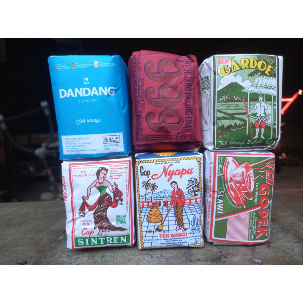 

Teh Racikan Khas Solo/paket 6 teh/gopek,nyapu,sintren,gardoe hijau,999 merah,dandang viru