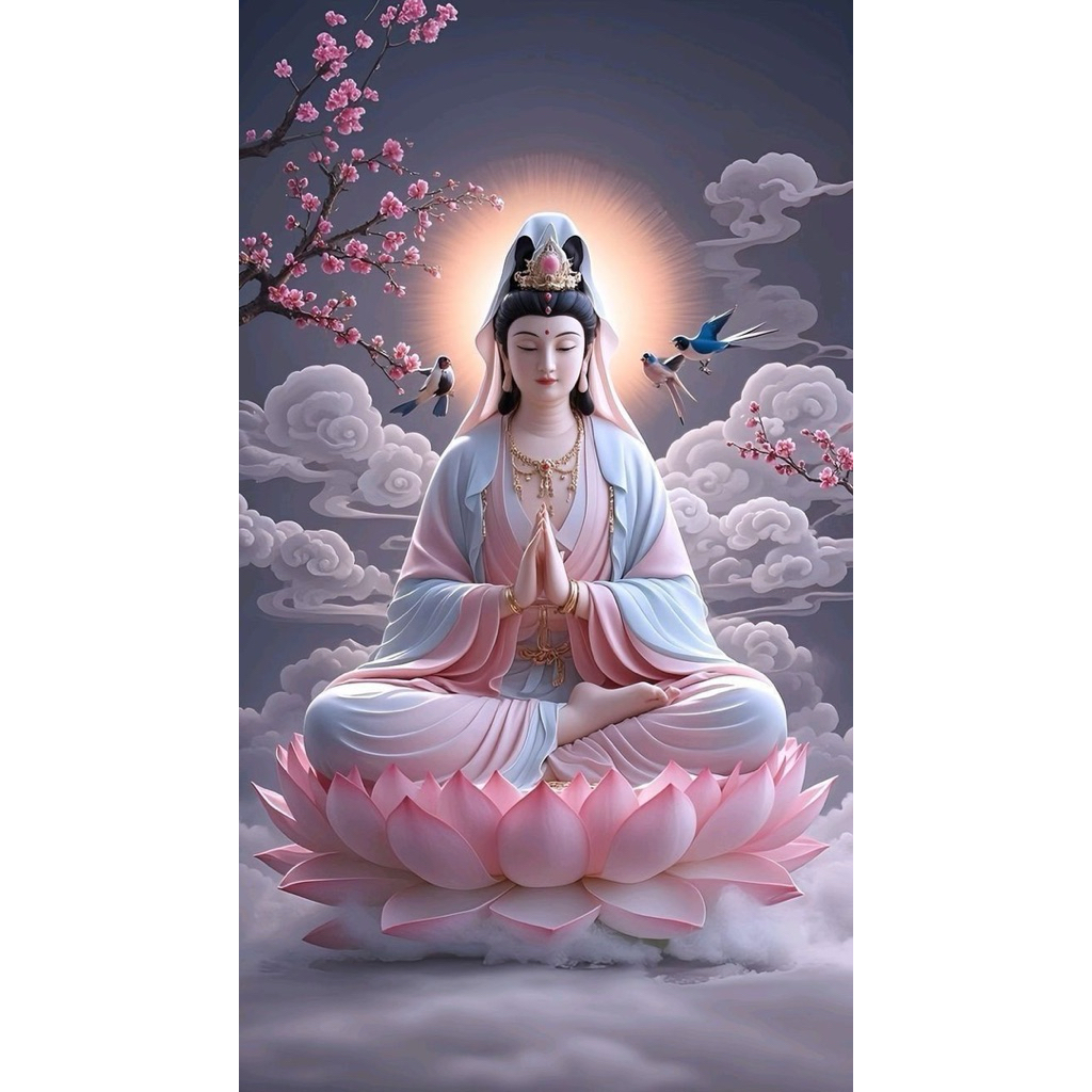 Lukisan Porcelain 5D Diamond Custom 2Pcs (Dewa Kwan Kong & Dewi Kwan Im) Ukuran 60x100cm