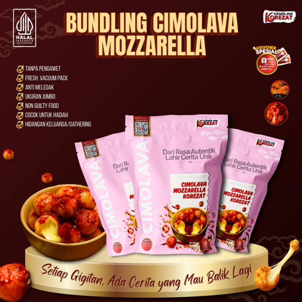 

Bundling 3 Cimol Mozzarella | Snack Frozen Siap Goreng – Lumer, Tahan Lama + Bonus Chili Oil