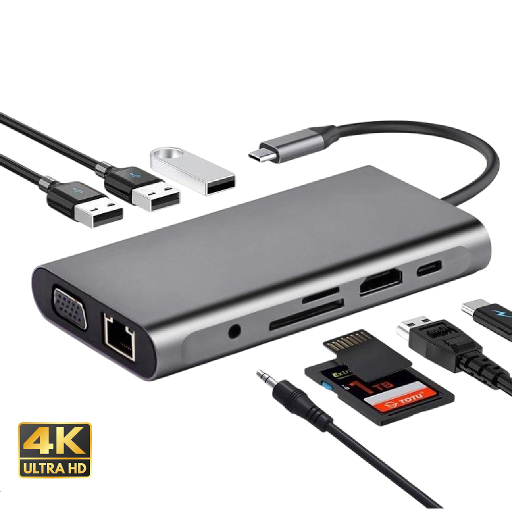 USB HUB Type C Docking Station 10 in 1 Multifungsi EASYIDEA - VD76