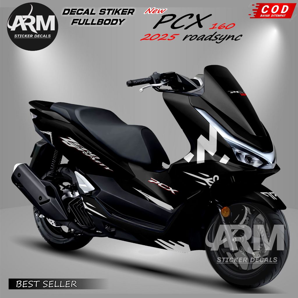 Stiker Decal Motor PCX 160 Terbaru Full Body Anti Luntur Full Body 2025 Motif N Putih