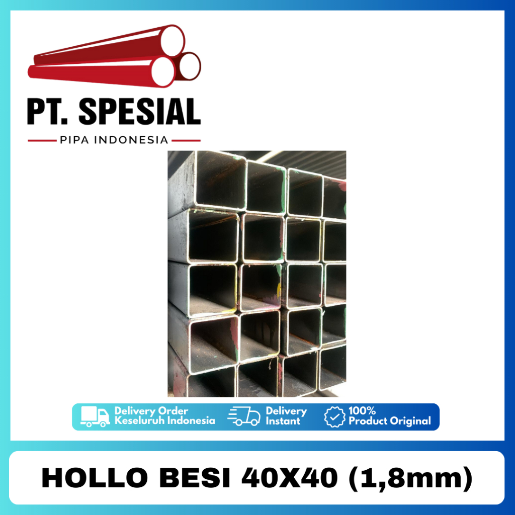 Besi Hollo 4x4 / Hollow Hitam / Hollo Besi 40x40 Tebal 1.8mm 50 Btg - 05