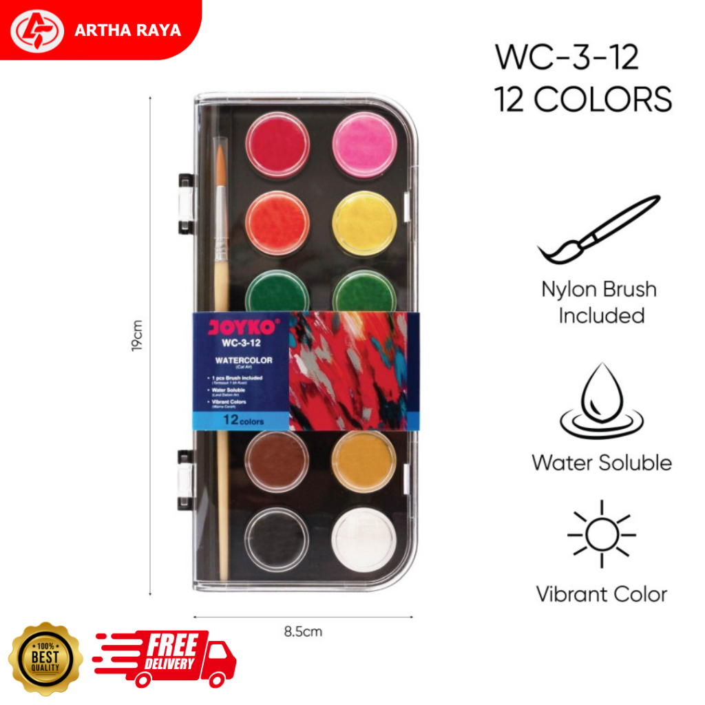 

Watercolor Set Cat Air Joyko WC-3 12 Warna