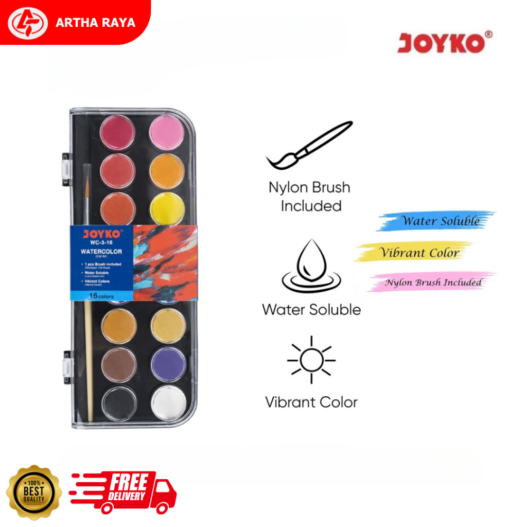 

Watercolor Set Cat Air Joyko WC-3 16 Warna