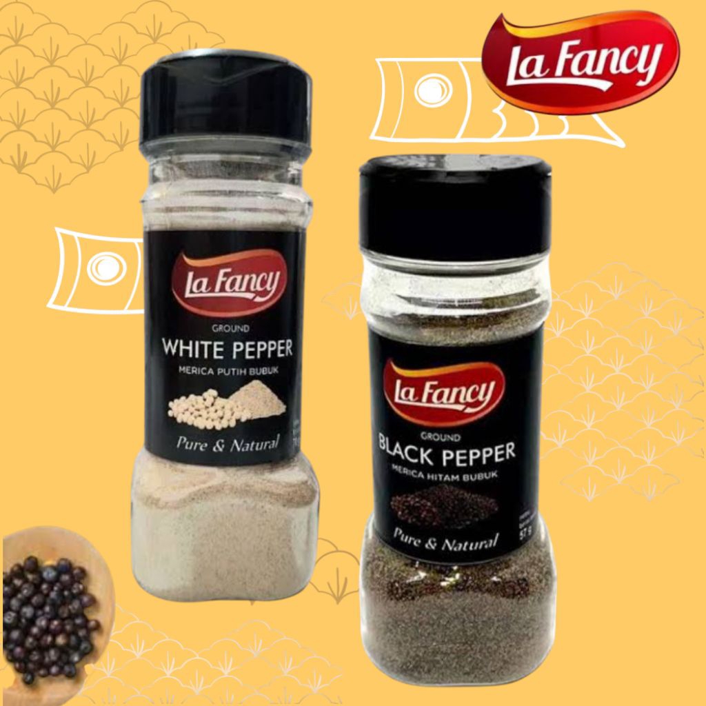 

La Fancy Black / White Pepper Merica Putih / Hitam Lada Bubuk Botol