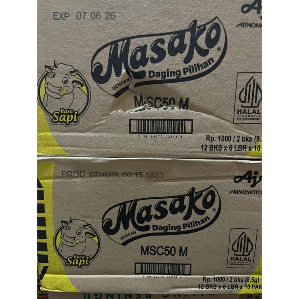 Masako sapi kartonan packing plastik