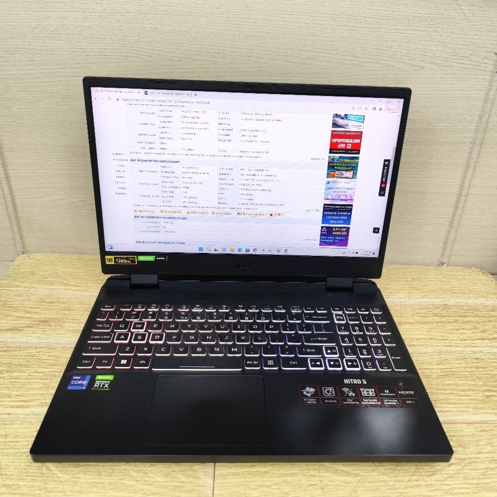 Laptop Second Acer Nitro 5 An515-58 Core i9-12900h Ram 16gb Ssd 512gb Rtx 3060