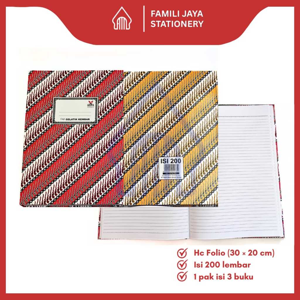 

GELATIK KEMBAR Buku Tulis Hard Cover Batik Folio Isi 200 Lembar