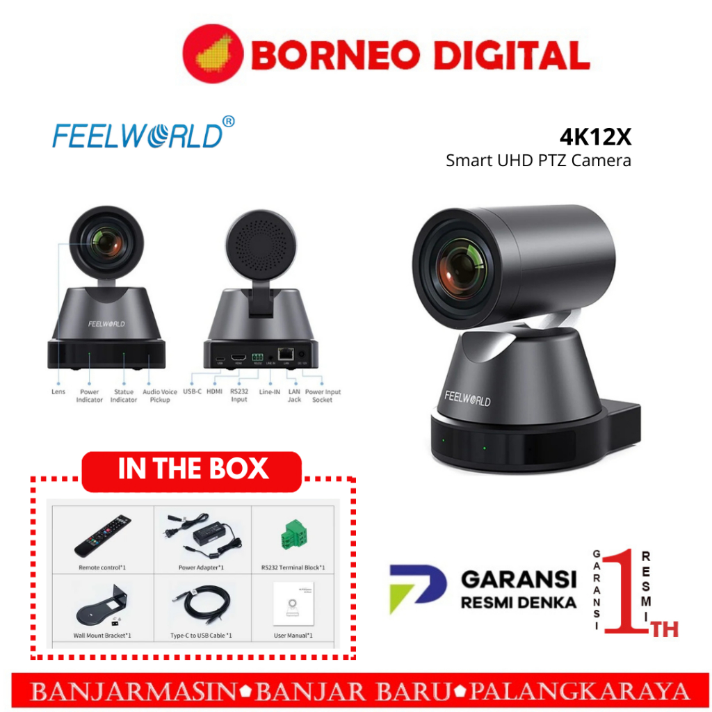 Feelworld 4K12X 4K UHD PTZ Webcam USB HDMI Streaming Camera Portable with 12x Optical Zoom