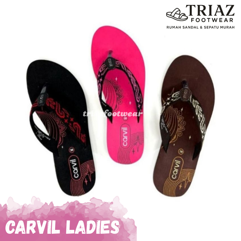 Carvil Sandal Jepit Wanita Flat Teplek Spons | Original Carvil Ukuran 36-40