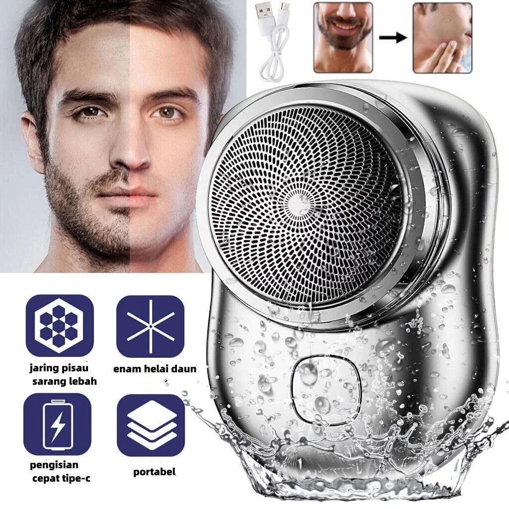 【Barang spot】 Mode Alat Cukur Elektrik Mini Gaya Baru untuk Pria Alat /Cukur Tahan Air Dapat Diisi U