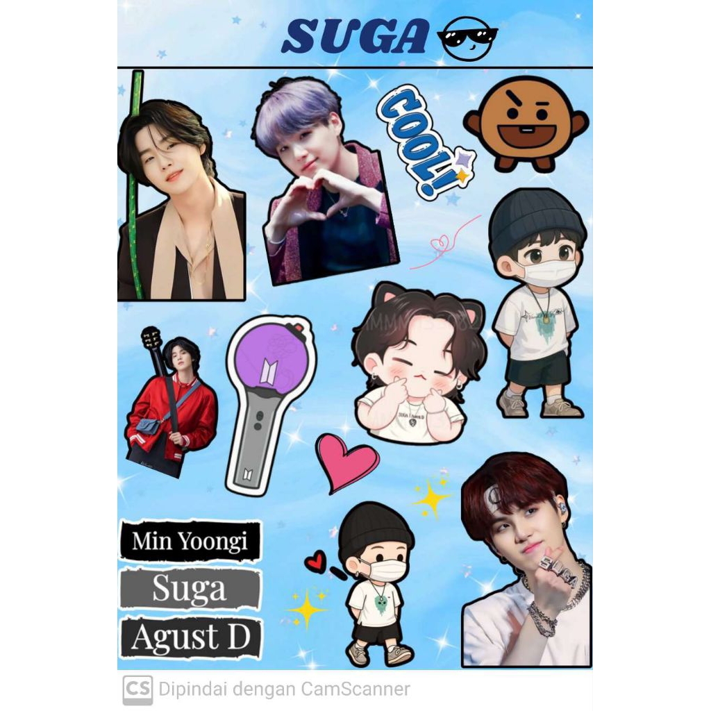 

Hot Stiker Kpop Korea Sticker vinyl anti air Spesial SUGA BTS Exlusive Edition | Stiker Laptop Hp Tumbler