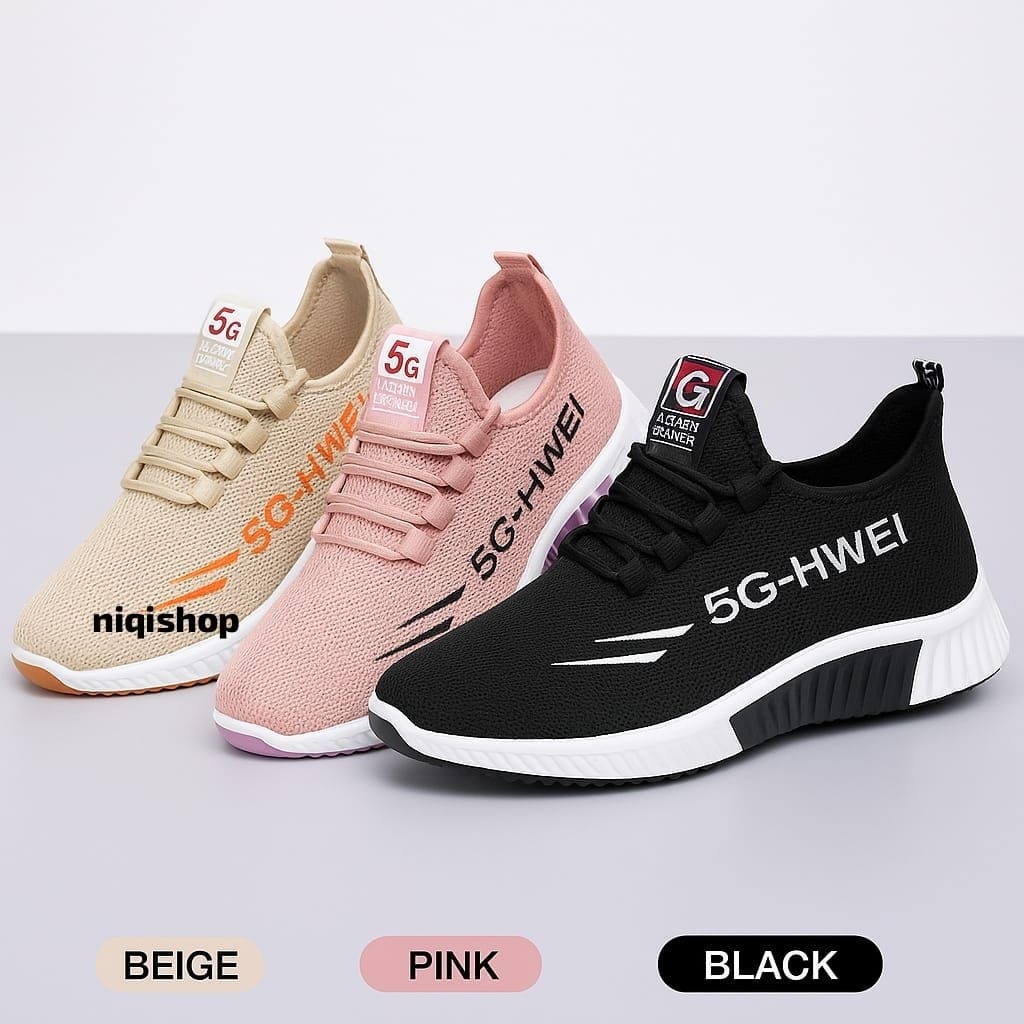 Nq-Sepatu Sneakers Wanita 5G-HWEI Murah Sepatu Olahraga Wanita Ringan Casual Trendy Fashionable