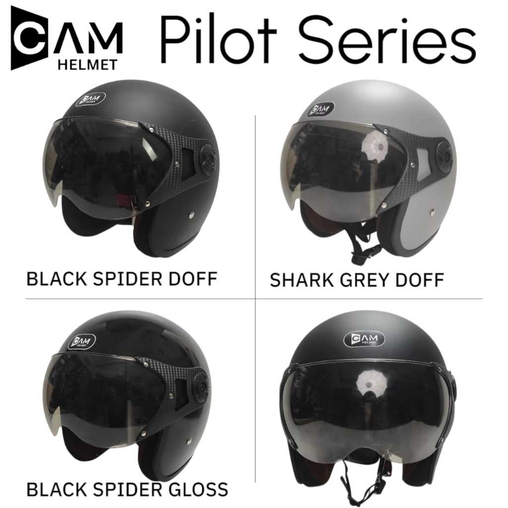 Helm Bogo Pilot CAM Polos Retro Dewasa Pria Wanita Motor Sni Helm Terbaru
