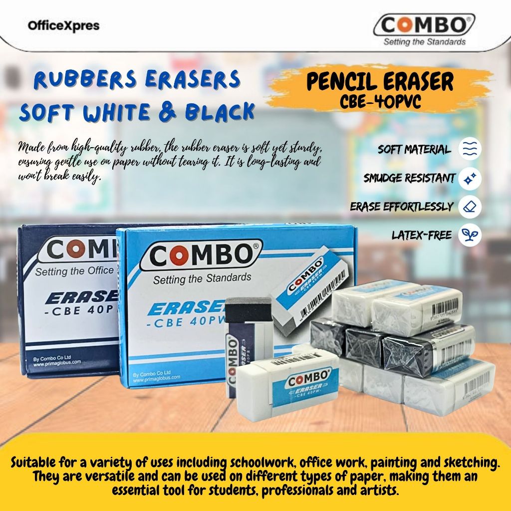 

Penghapus Pensil / Hapusan Kecil PUTIH / Stip Karet / Eraser CBE 40 Combo