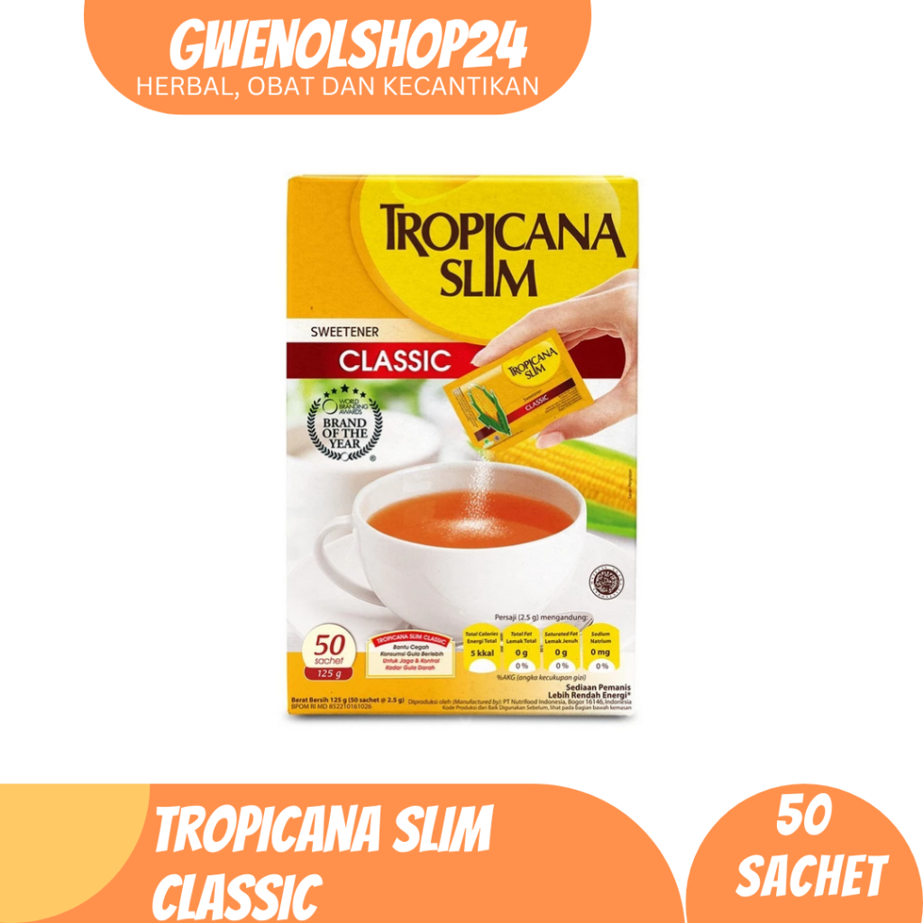 

Tropicana Slim Classic 125gr 50's Sachet Box | Gula Kesehatan Rendah Kalori Cocok Dikonsumsi Penderita Diabetes