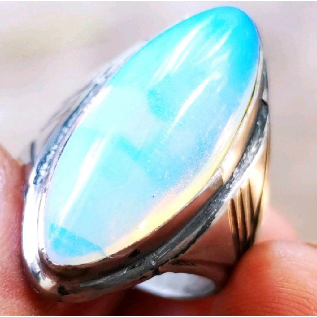 cincin batu akik barjad api pandan natural ring monel