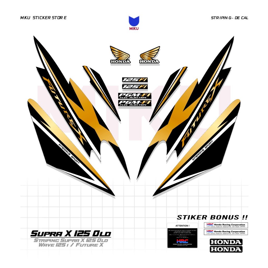 SO01b Stiker Sticker Striping Supra X 125 Old Lama Honda Future x Wave 125i Setriping Skotlet Scotli