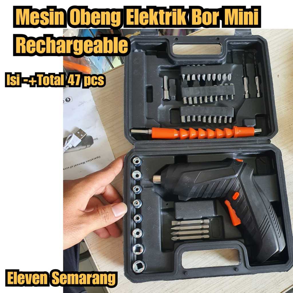 Obeng listrik mini elektrik mesin bor mini elektrik tools screwdriver Mesin obeng elektrik 47 pcs Ca