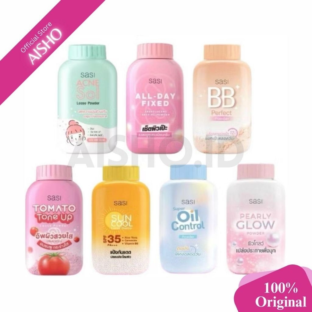Aisho - Sasi Loose Powder Original Thailand / Bedak Tabur Oil Control/ BB Perfect / Pearly Glow / Su