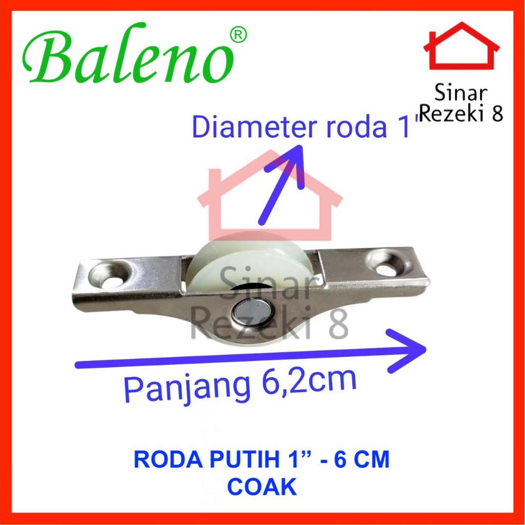 Roda 1" Putih COAK Baleno / Sliding Pintu Jendela Geser Etalase Lemari Ulih