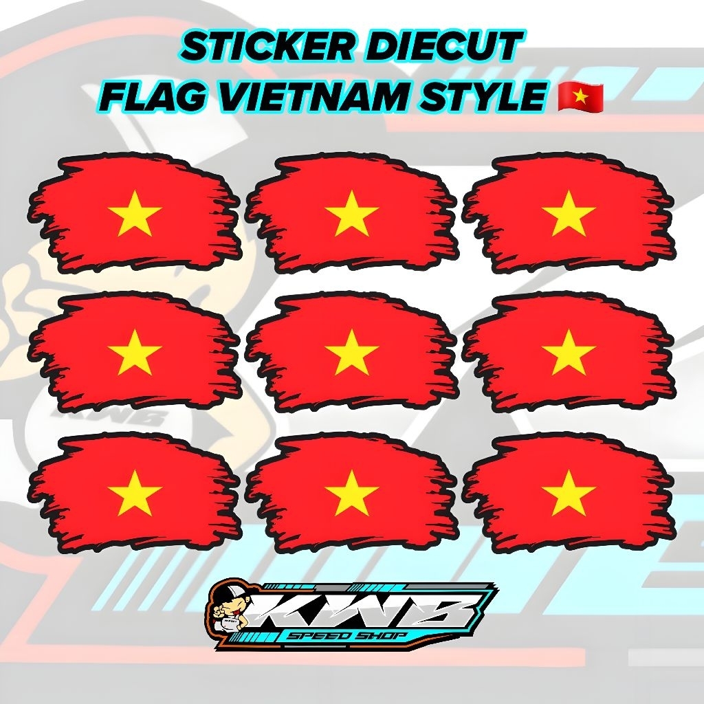 

Stiker vietnam style sticker bendera flag logo vietnam style ukuram 6cm x 3cm isi 5pcs
