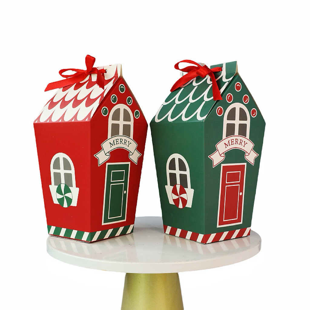 

Box Merry Christmas HOUSE RED GREEN Box Natal Merah Hijau Bentuk Rumah