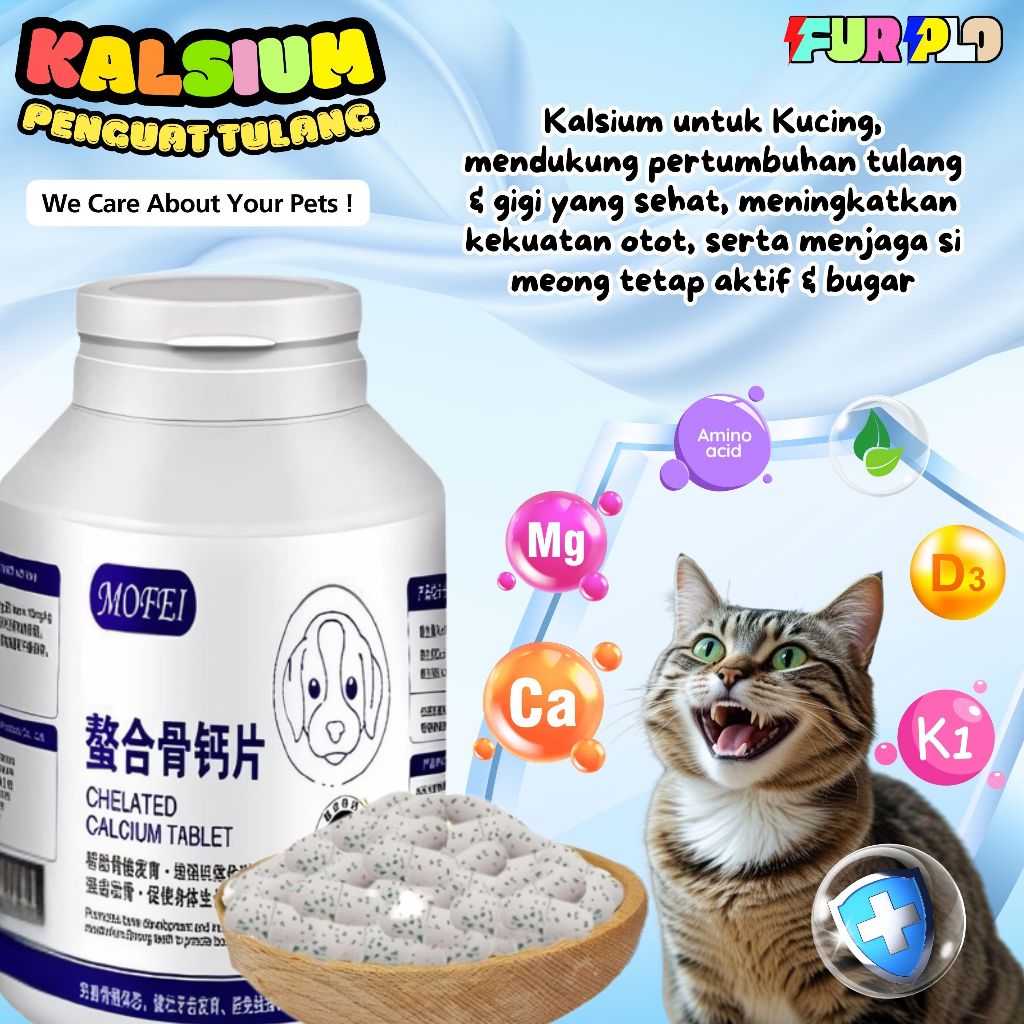 1 Tablet Kalsium Kucing Vitamin Tulang Kucing Obat Kucing Suplement Tulang Furplo