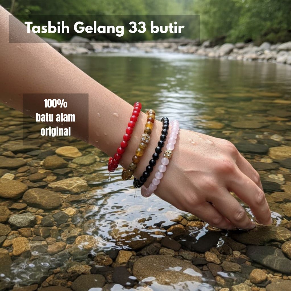 tasbih batu alam asli sekaligus gelang batu alam asli
