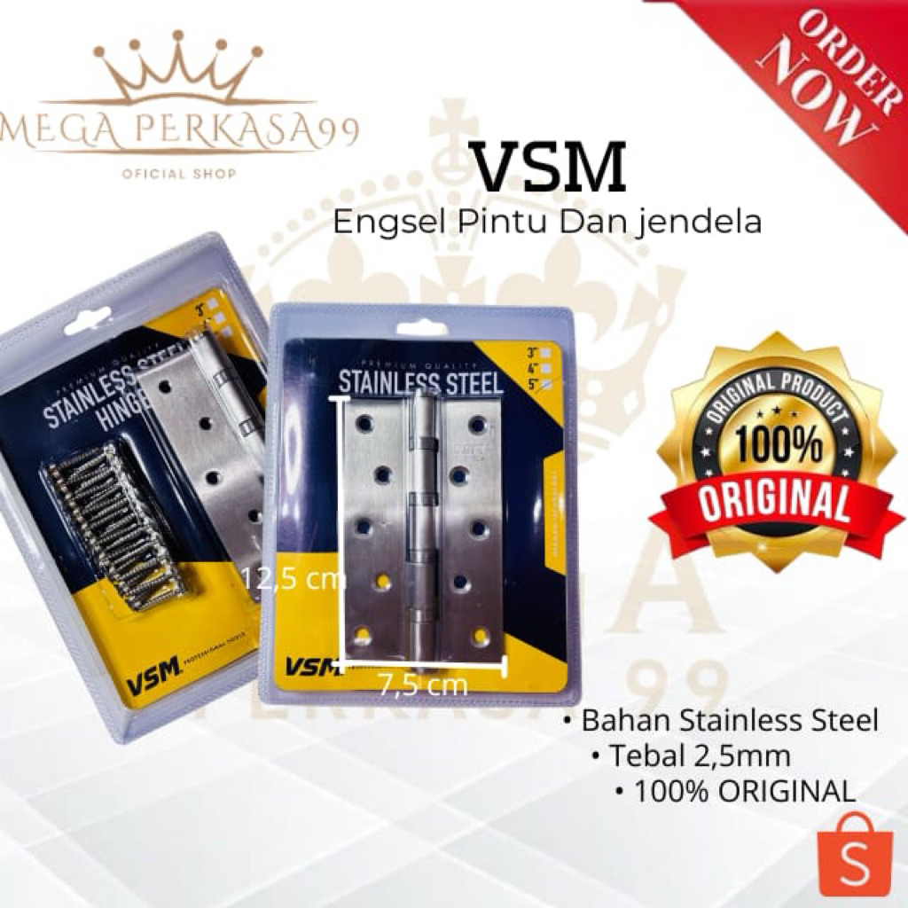 Engsel Pintu Stainless VSM 5 Inch ( 1 Set )