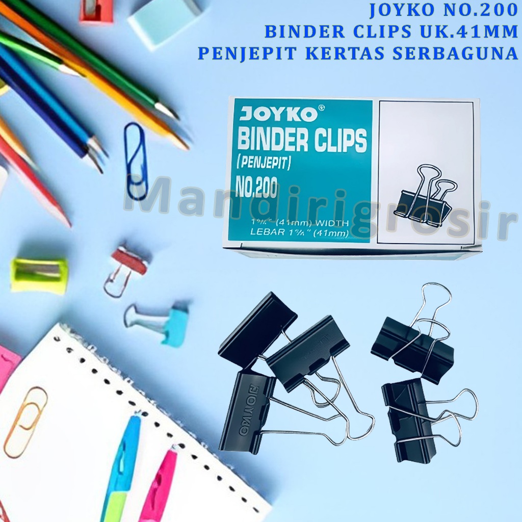 

Penjepit Kertas Serbaguna * Joyko * Binder Clips No.200 * Uk.41mm