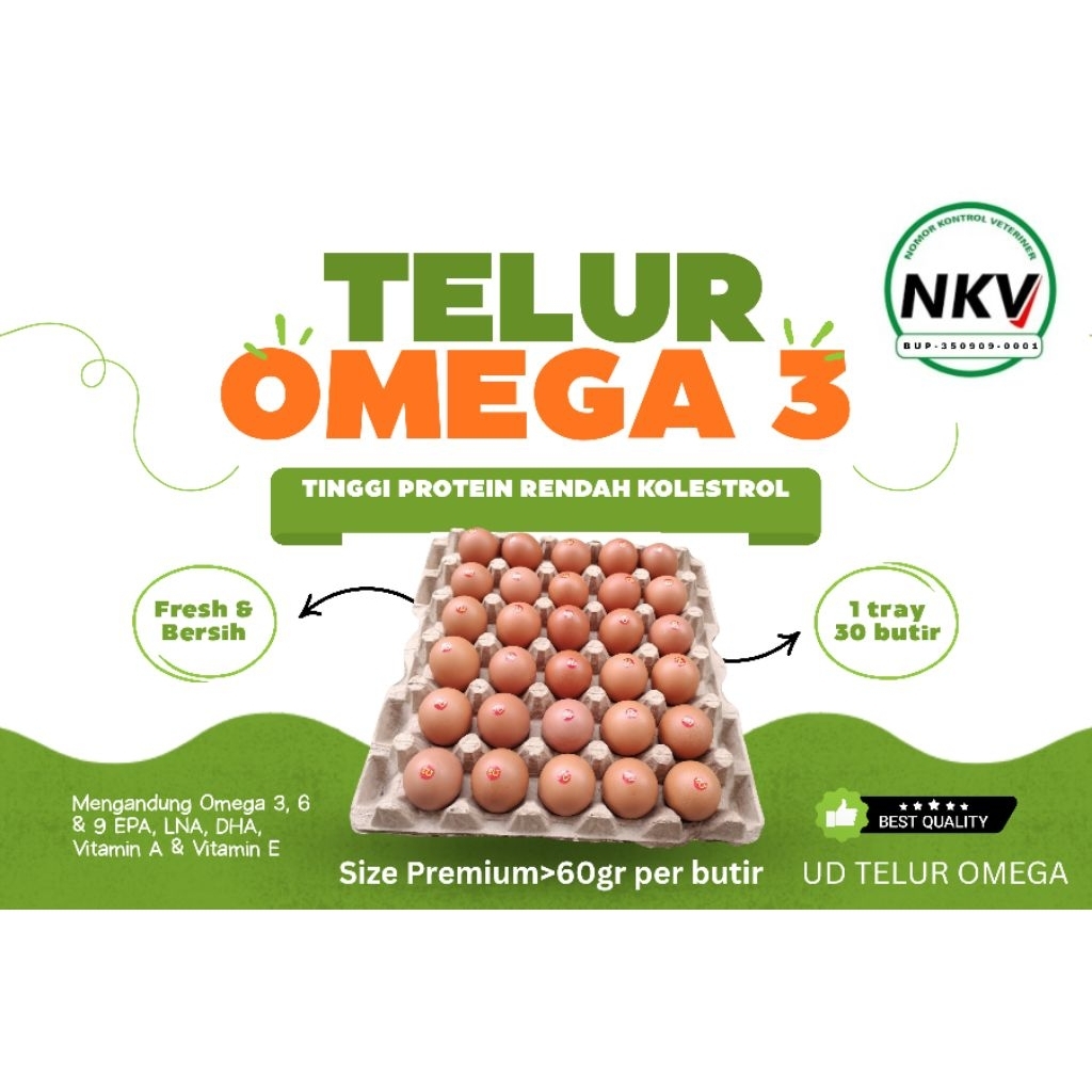 

telur ayam omega 3 6 & 9 per tray isi 30 butir fresh