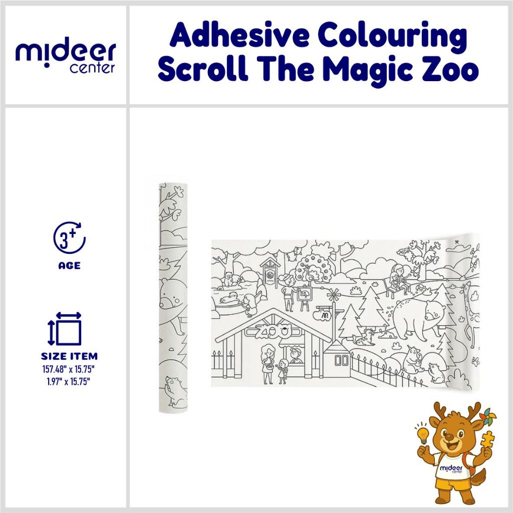 

Mideer Adhesive Colouring Scroll The Magic Zoo Kertas Gambar 4M Bisa di Tempel