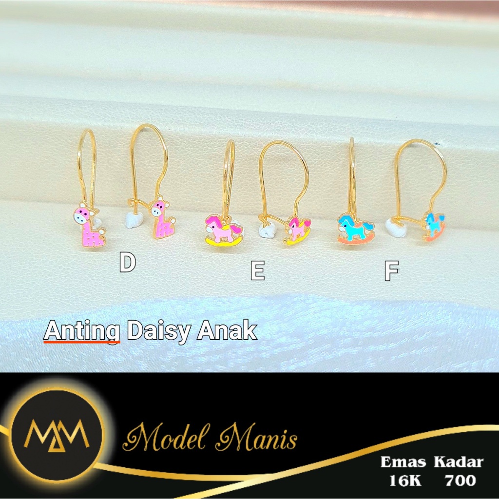 Model Manis Gold - Anting Daisy Anak Karakter Kuning - Emas 16k 700