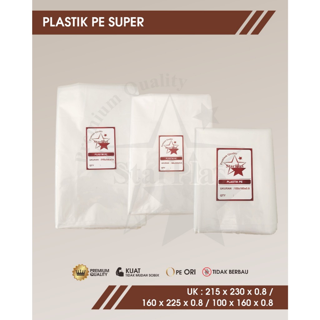 Plastik PE Super Tebal - Plastik  Pembungkus Sebaguna - Plastik PE Jumbo Bening 08Mic