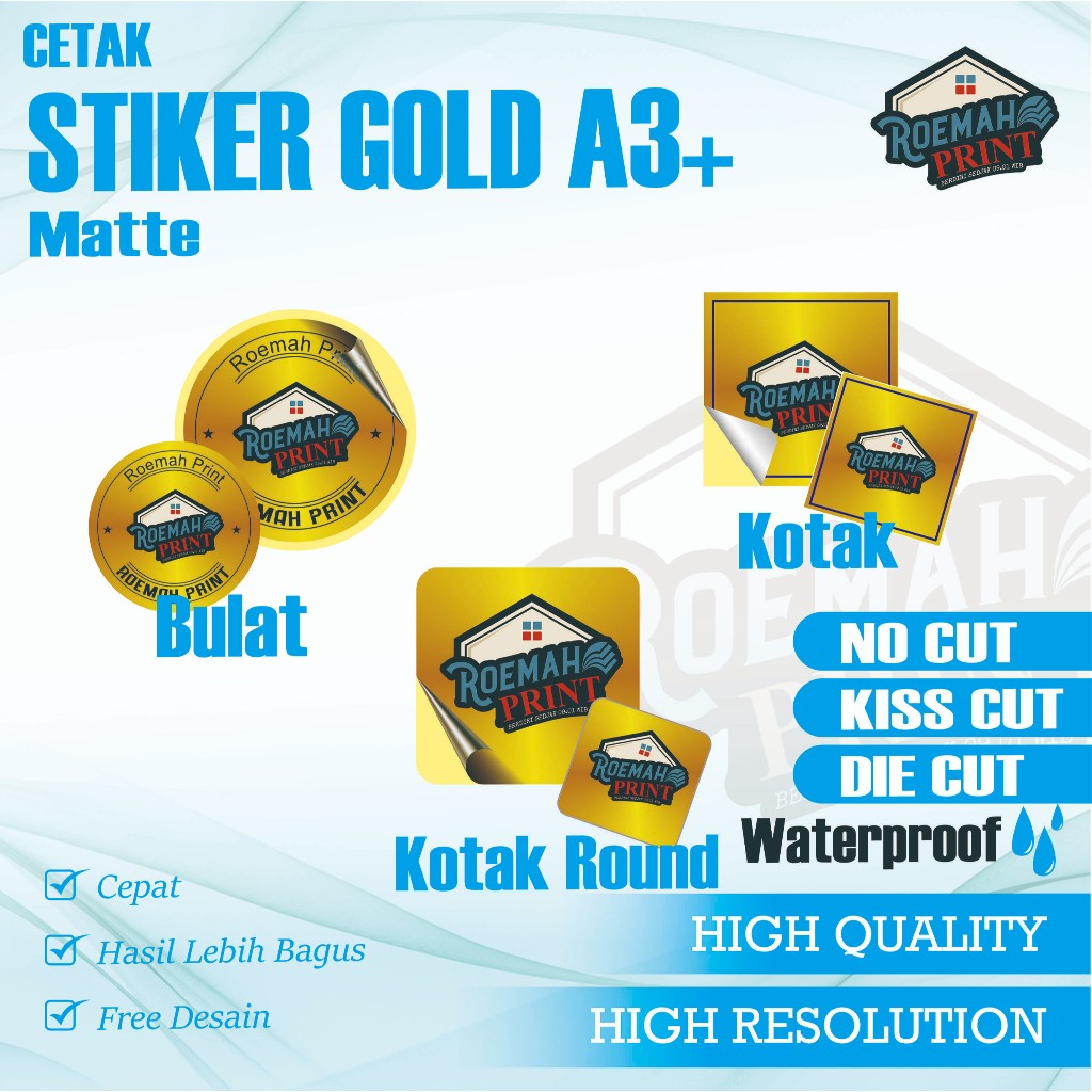 

PRINT STIKER LABEL GOLD MATTE A3+
