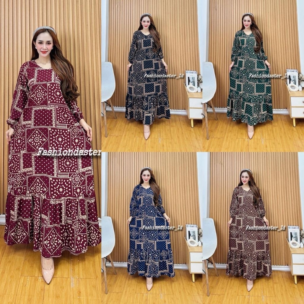 GAMIS MIDI / LONGDRES Lengan panjang | lengan balon BAHAN RAYON TEBAL | GAMIS KEKINIAN BUSUI