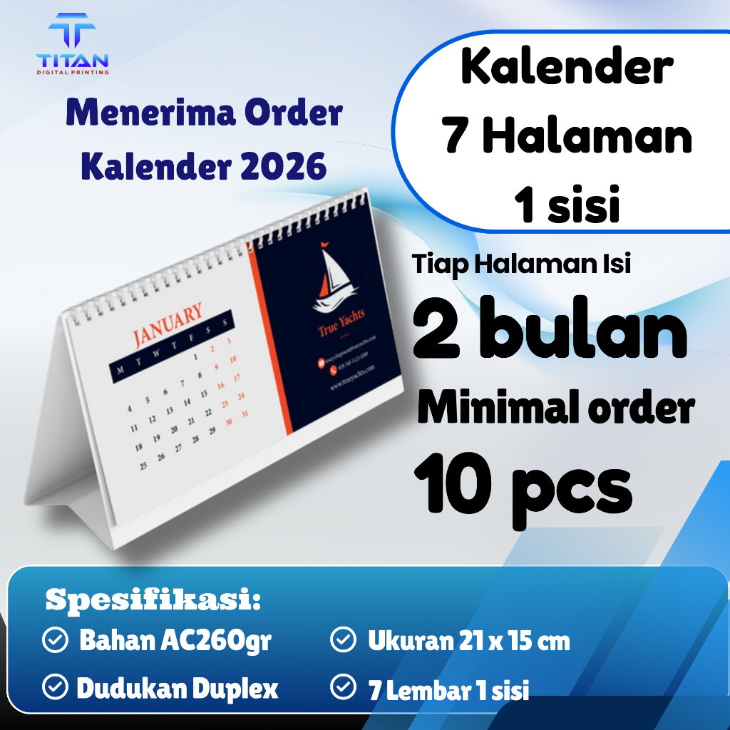 

Kalender Meja 7 Lembar Cetak 1 Muka | Kalender duduk 2026 murah