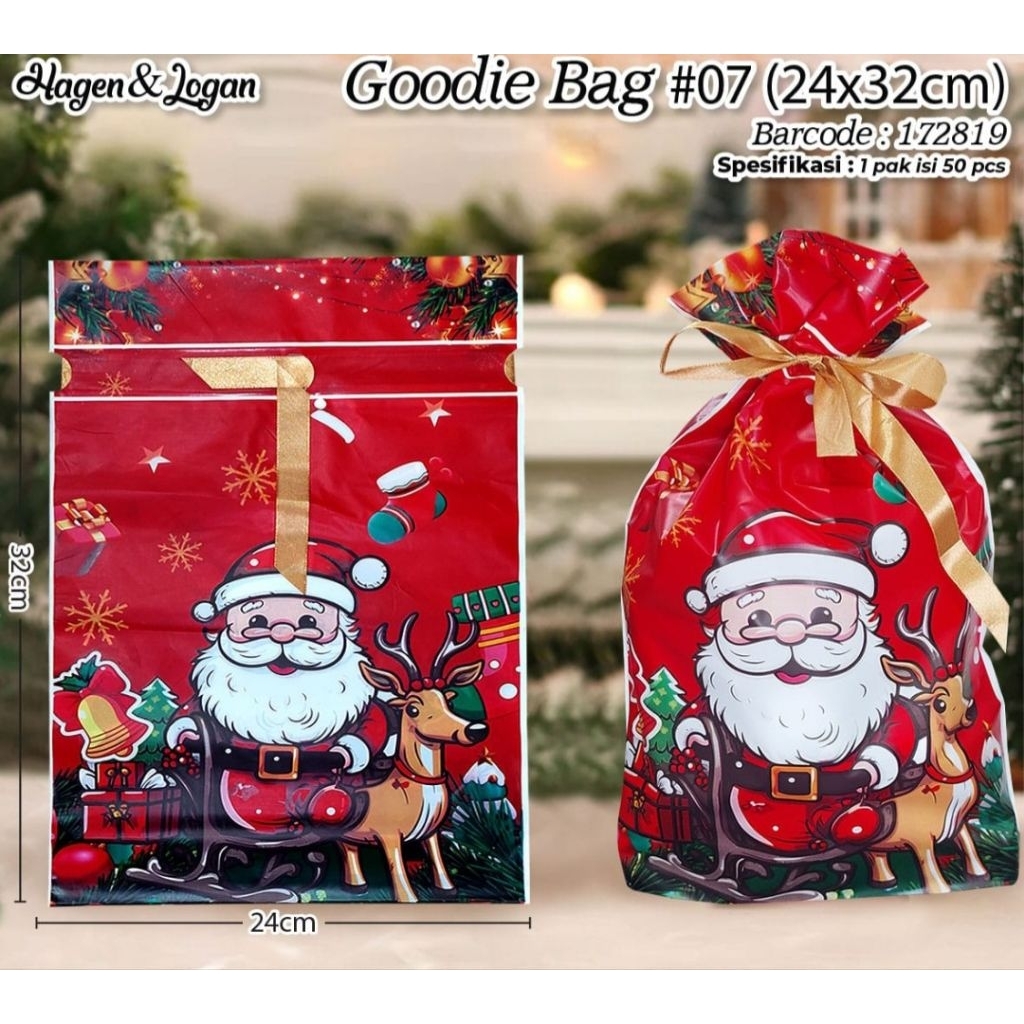 

10 LEMBAR GOODIE BAG TAS HADIAH SOVENIR NATAL / XMAS / CHRISTMAS
