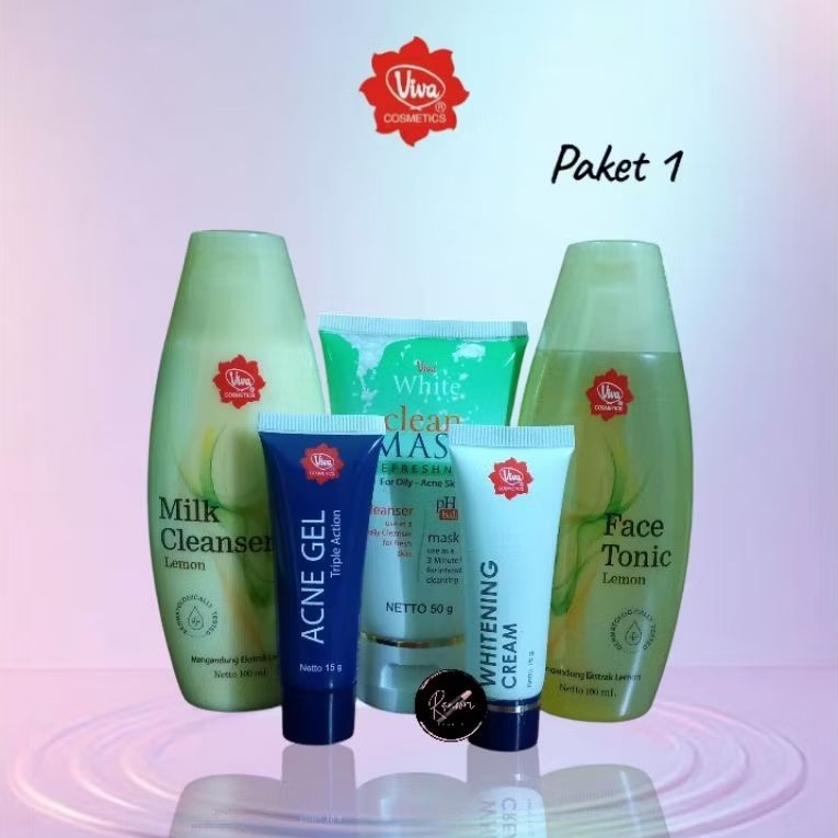 Paket Viva Lengkap Kulit Berminyak dan Berjerawat | Face Tonic & Milk Cleanser Lemon | Acne Gel | Ac