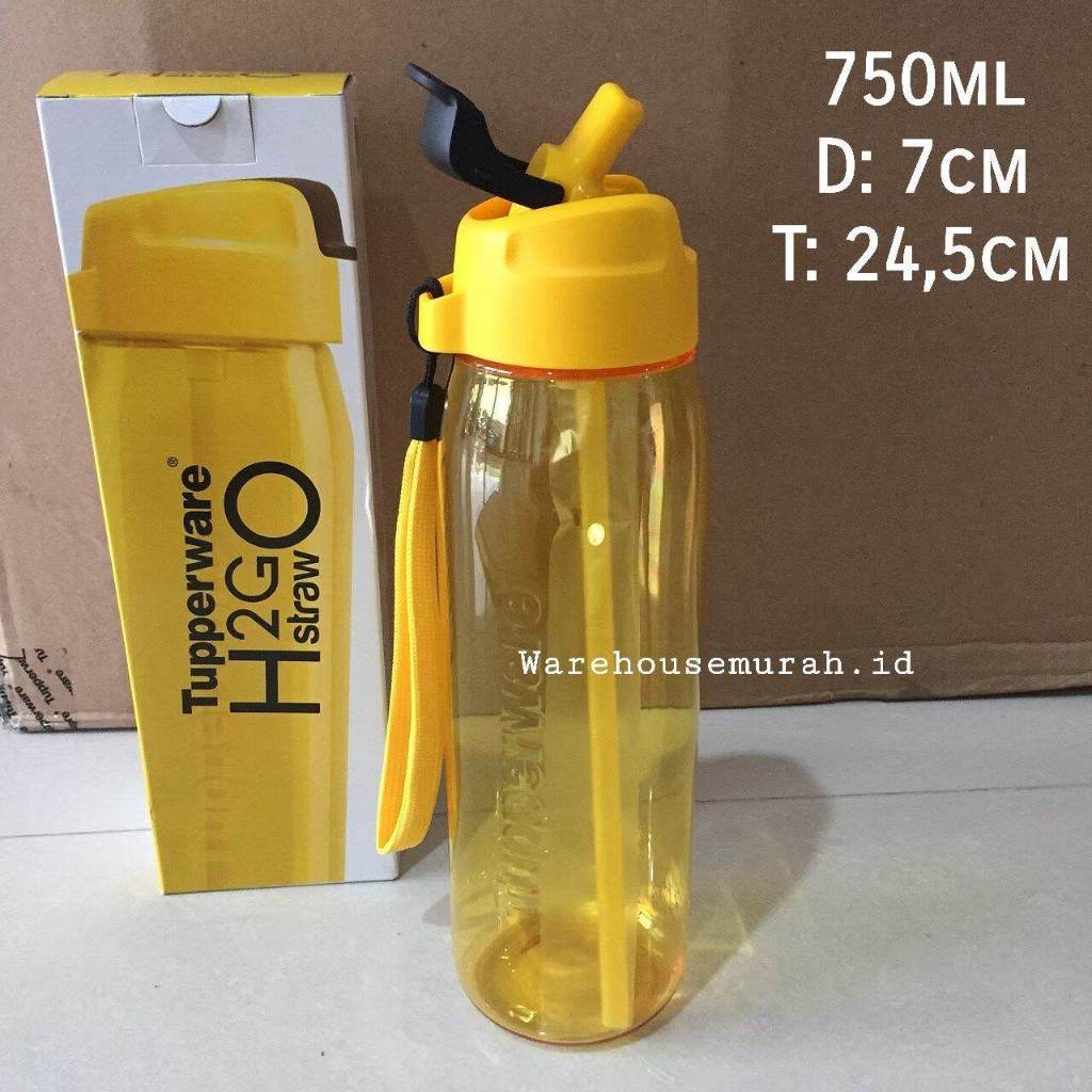 h2go straw 750 ml tupperware botol minum kristal sedotan
