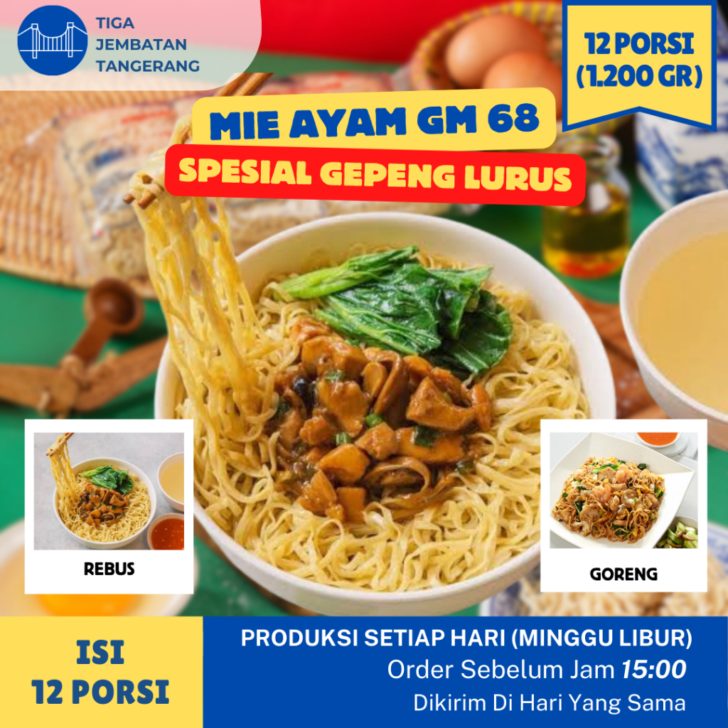 

Mie Ayam Gepeng Lurus 68 - 12 porsi Mie GM Mie Ayam GM Bakmie GM Mie Gepeng Bakmie GM gepeng Bakmie Mie Ayam Mentah Mi Ayam Ramen Bakmi Mie Basah Gacoan Yamin Mie Bangka Mie Keriting Bakmie Keriting Homemade mie keriting siantar halal