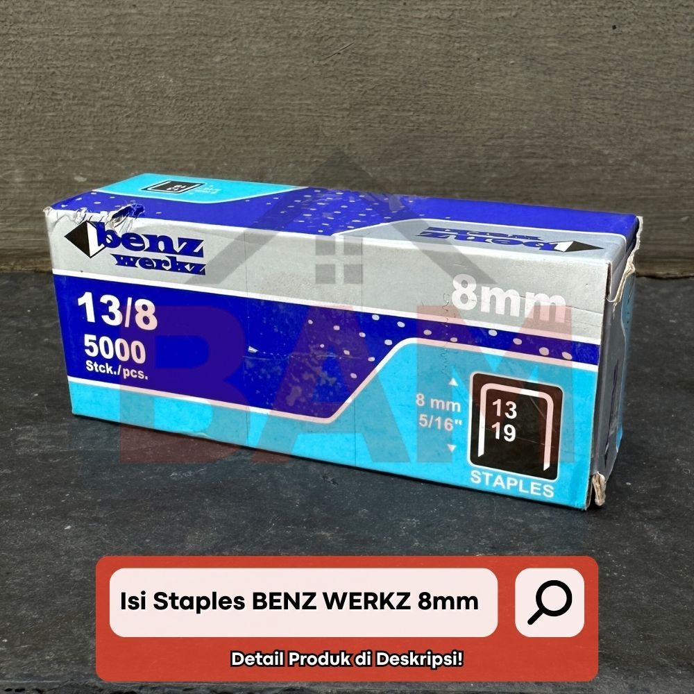 

Isi / Refill Staples Tembak Benz Werkz 8mm 13/8 5000 Pcs
