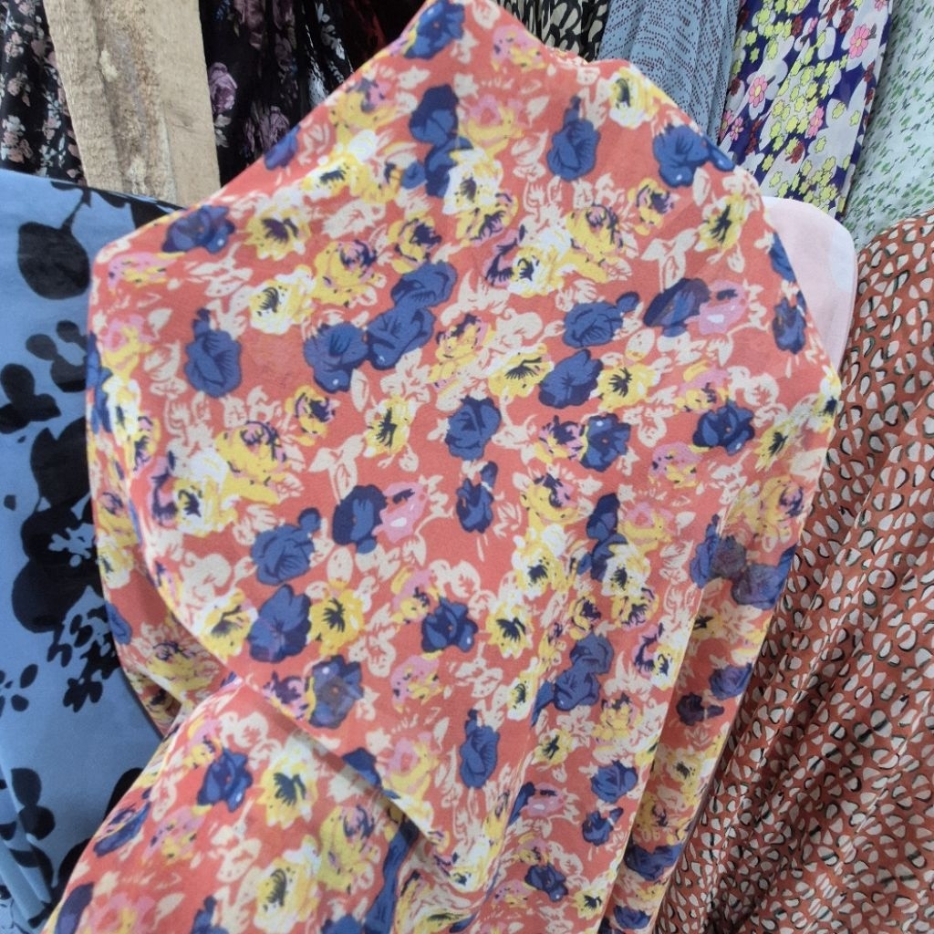 KAIN SIFON CERUTY PREMIUM MOTIF BUNGA KECIL - KAIN SIFON MOTIF KEMBANG KECIL - BAHAN KAIN MOTIF BUNG