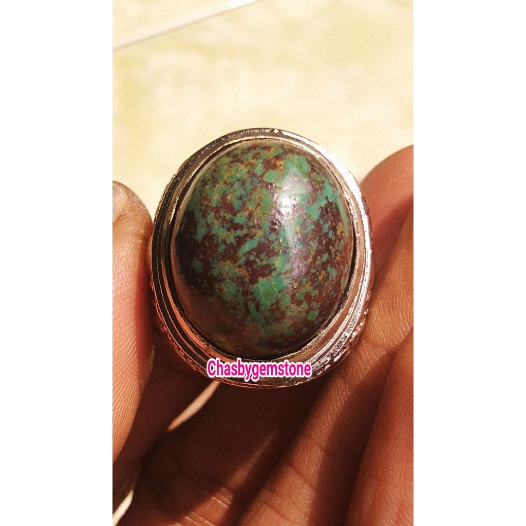 Batu Pirus Persia hijau daun-Pirus Persia serat merah hijau solid