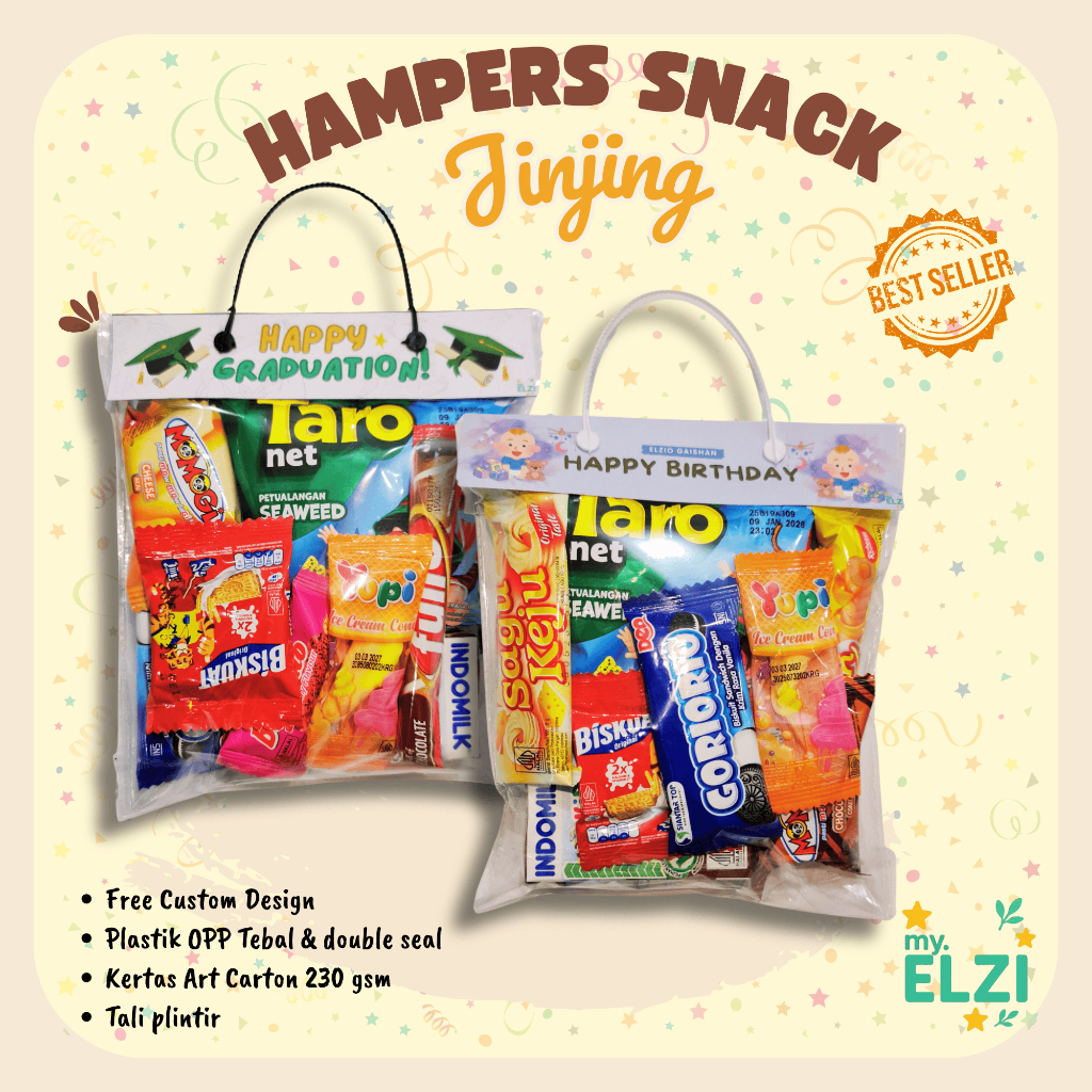

{GRATIS Custom} Hampers Snack Large - Jinjing, Bingkisan Ulang Tahun, Aqiqah, Wisuda, LOMBA